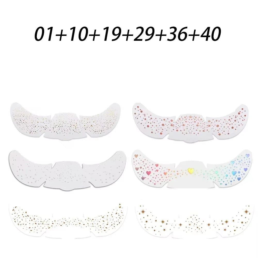 6Pcs Hot Stamping Freckles Makeup Patches Metallic Radiation Golden Silver Fake Freckles Temporary Tattoo Stickers Face Makeup