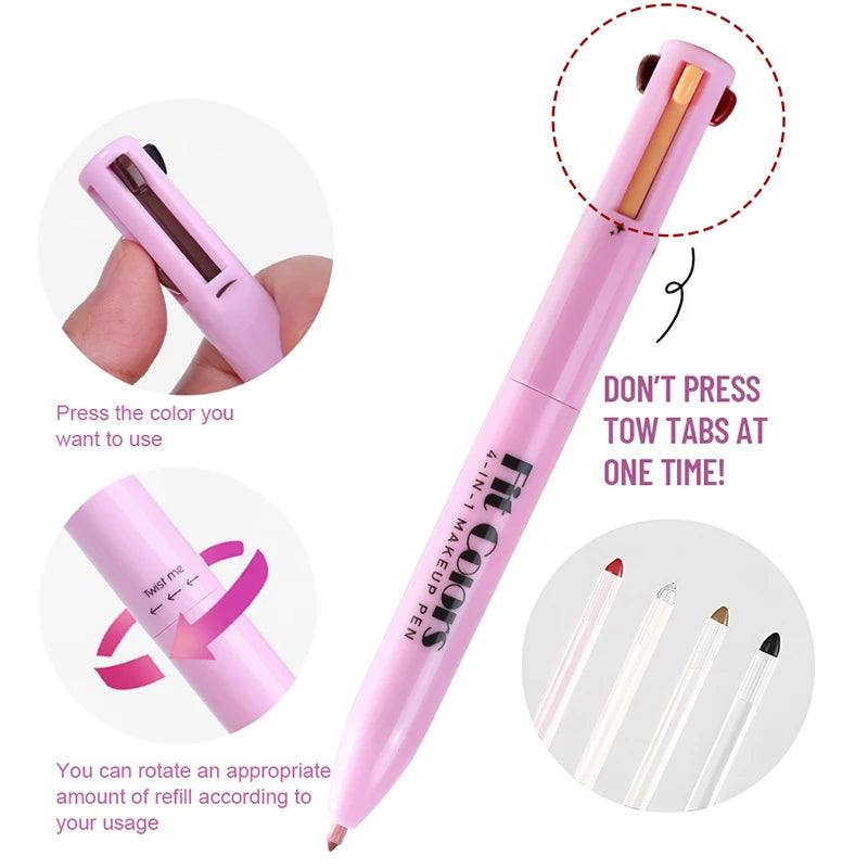 4-In-1 Makeup Pen 4-In-1 Makeup Pen 4-In-4 Lip Liner Highlighter Eyebrow Pencil