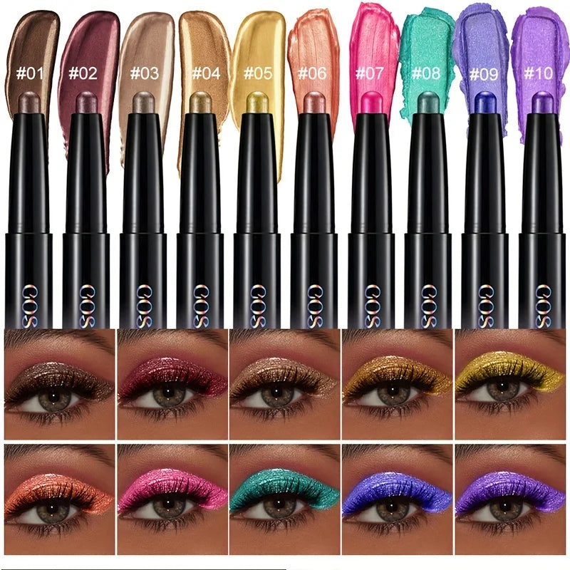 Brown Neutral Metal Eye Shadow Stick, Magic Color Cream Shimmer Crayon, Eye Whitening Stick, Highlight Pen, Eyeliner Pen