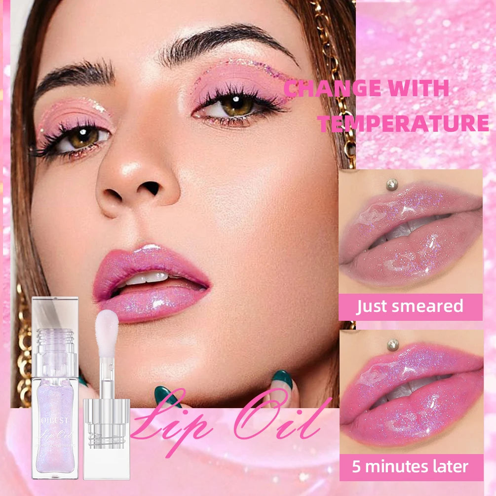 Lip Oil Magic Warm Color Changing Lipstick Balm Lip Glaze Transparent Moisturizing Lipgloss Shiny Glitter Lips Cosmetics