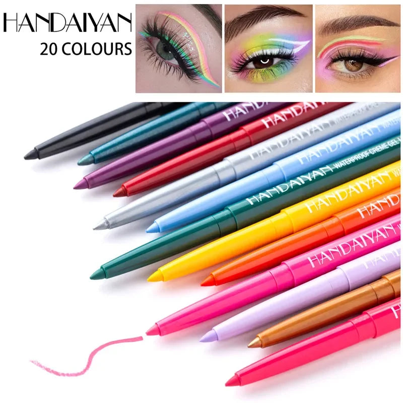 20 Colors Waterproof Matte Eyeliner Gel Long Lasting Professional Sweatproof Non-Smudge Multicolor Ultra-Fine Eyeliner Pencil