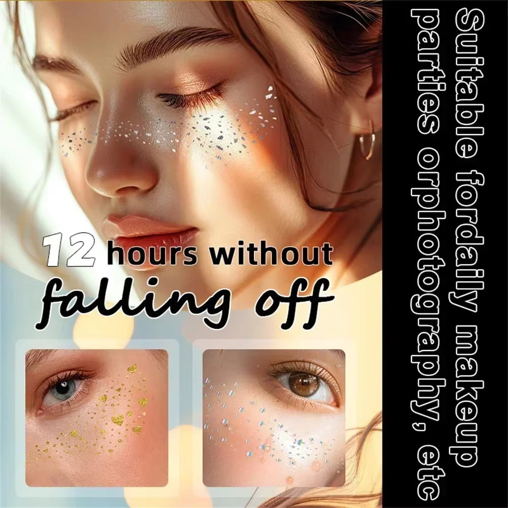 6Pcs Hot Stamping Freckles Makeup Patches Metallic Radiation Golden Silver Fake Freckles Temporary Tattoo Stickers Face Makeup