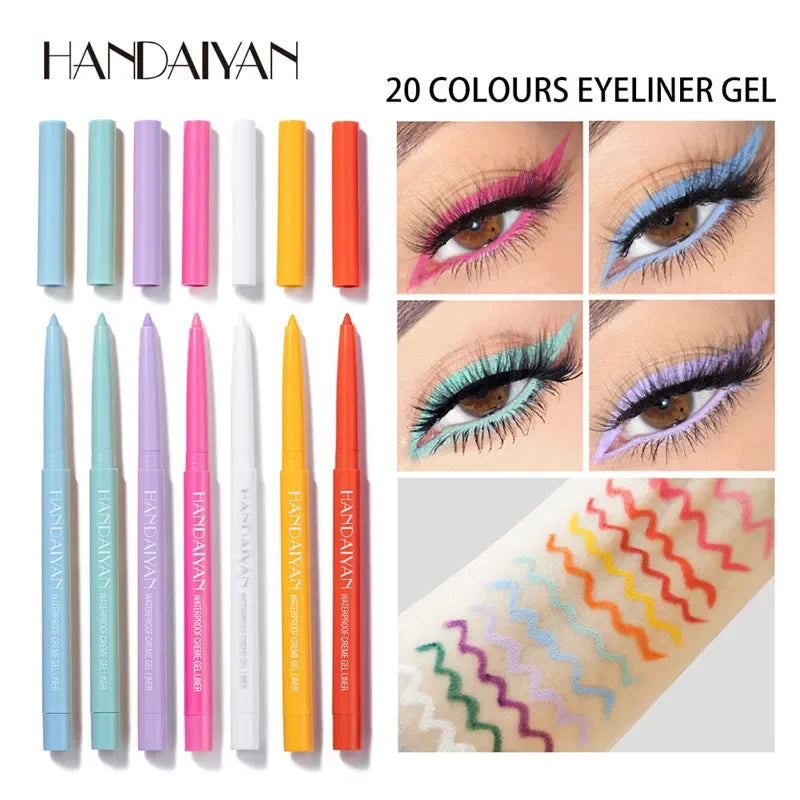 20 Colors Waterproof Matte Eyeliner Gel Long Lasting Professional Sweatproof Non-Smudge Multicolor Ultra-Fine Eyeliner Pencil