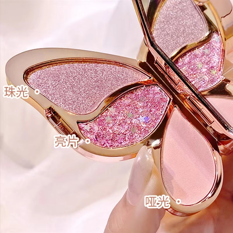 Butterfly Eye Shadow Six Color Eyeshadow Palette Easy to Color Glitter Matte Makeup Make-Up for Women Korean Cosmetics Makeup