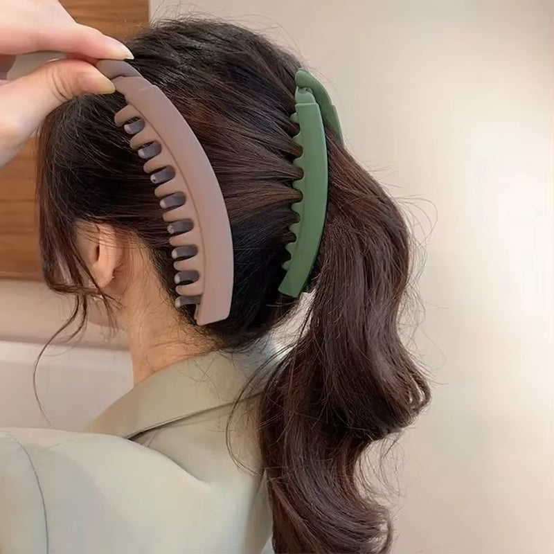 Fashion Large Banana Hair Clips Solid Color Frosted Hair Claws Classic Women Non-Slip Ponytail Barrettes Hairpins for Fine Hairs