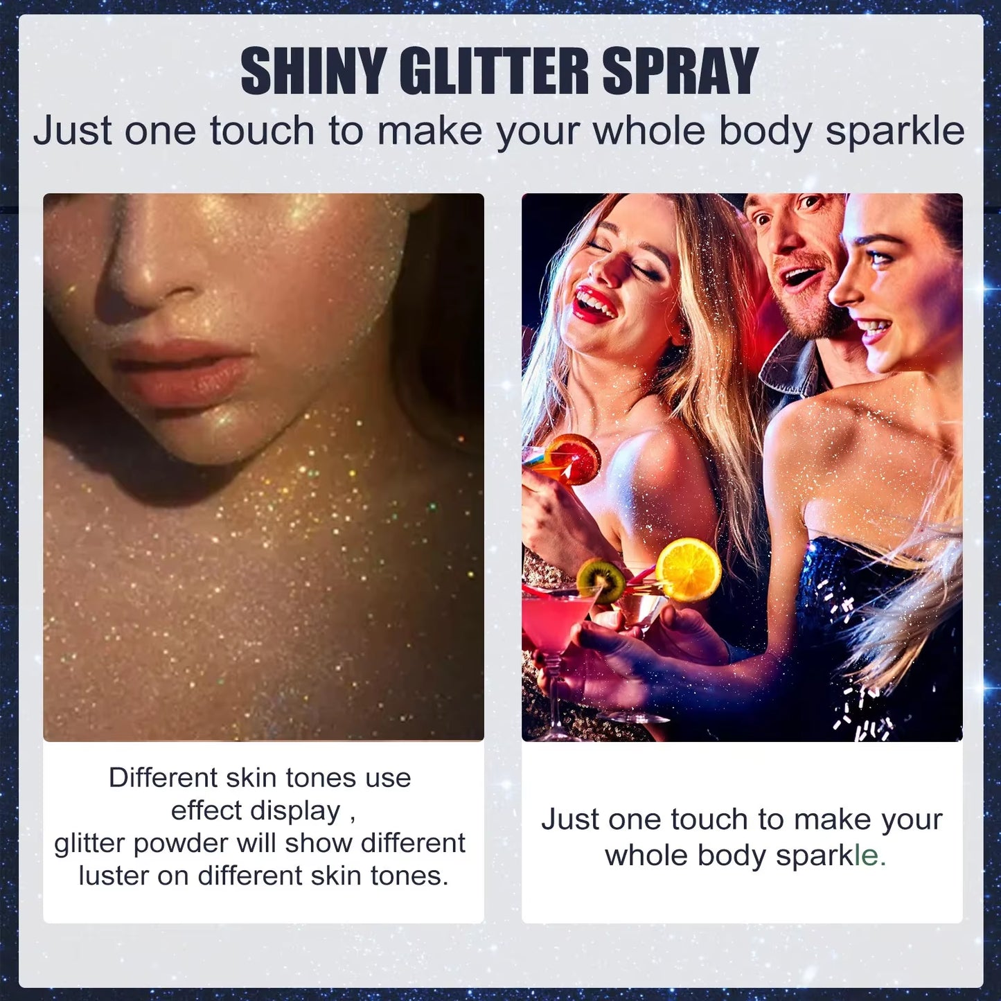 60Ml Shiny Body Glitter Spray Hair Clothes Highlighter Powder Long Lasting Holographic Powder for Halloween Festival Party