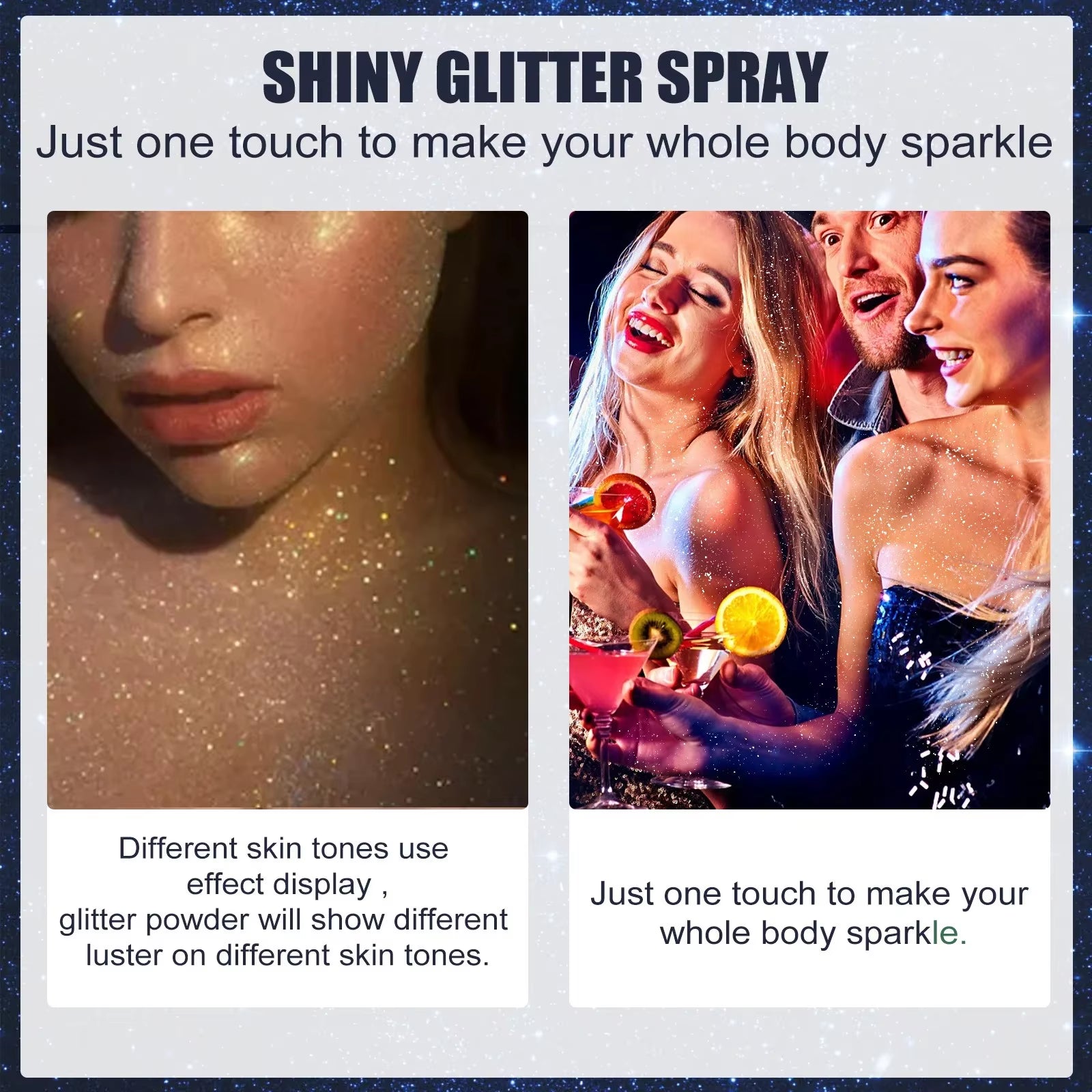 60Ml Shiny Body Glitter Spray Hair Clothes Highlighter Powder Long Lasting Holographic Powder for Halloween Festival Party