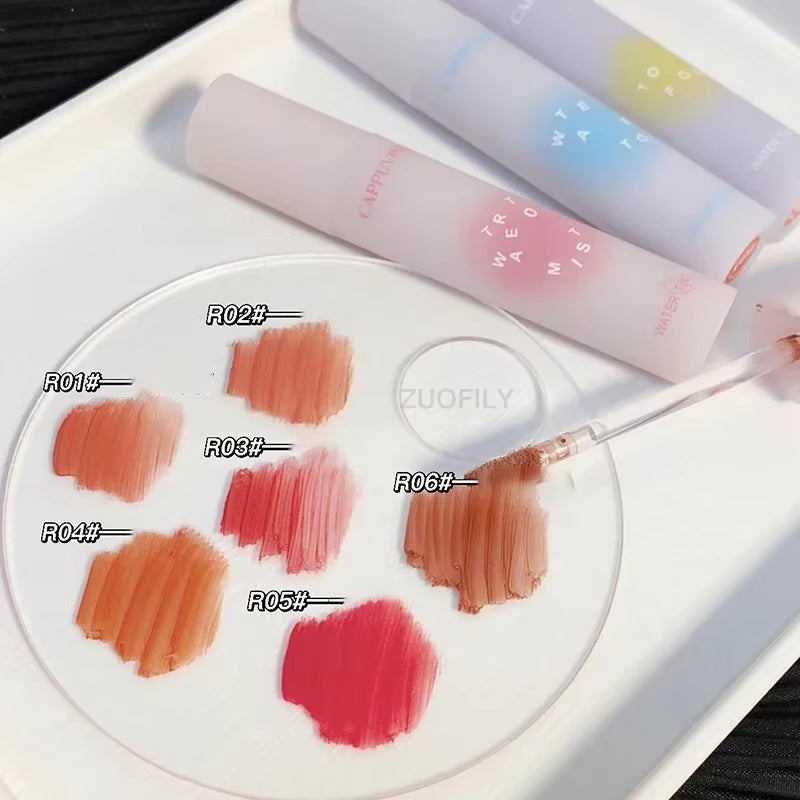 6 Colors Water to Mist Lip Tint Long-Lasting Liquid Lipstick Waterproof Sexy Matte Fog Lip Gloss Makeup Lipstick Glaze Cosmetics