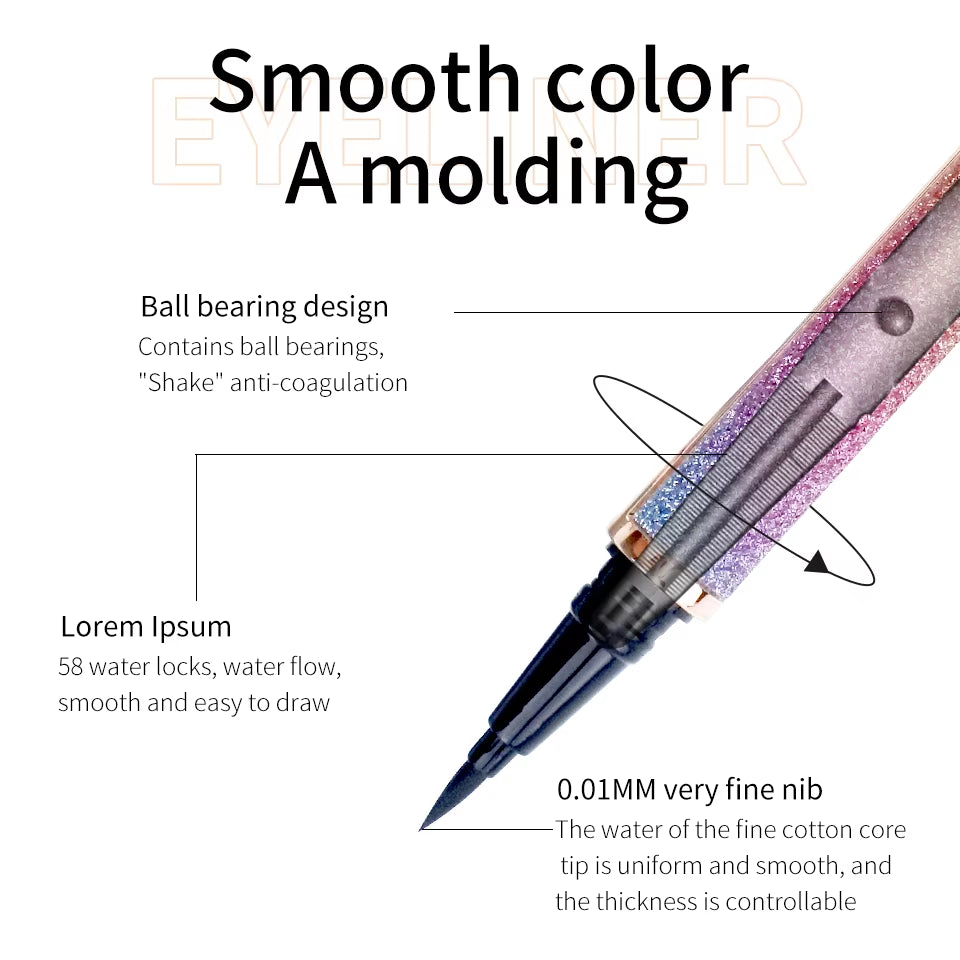 Magic Self-Adhesive Liquid Eyeliner Pencil Glue-Free Magnetic-Free for Eyelashes Waterproof Eye Liner Pen Makeup Cosmetic