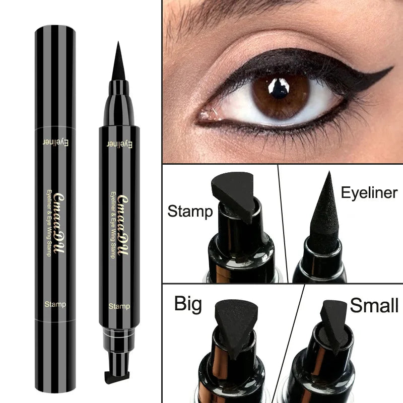 Big Seal Stamp Liquid Eyeliner Pen Waterproof Fast Dry Black Eye Liner Pencil with Eyeliner Cosmetic Double-Ended Eyeliner