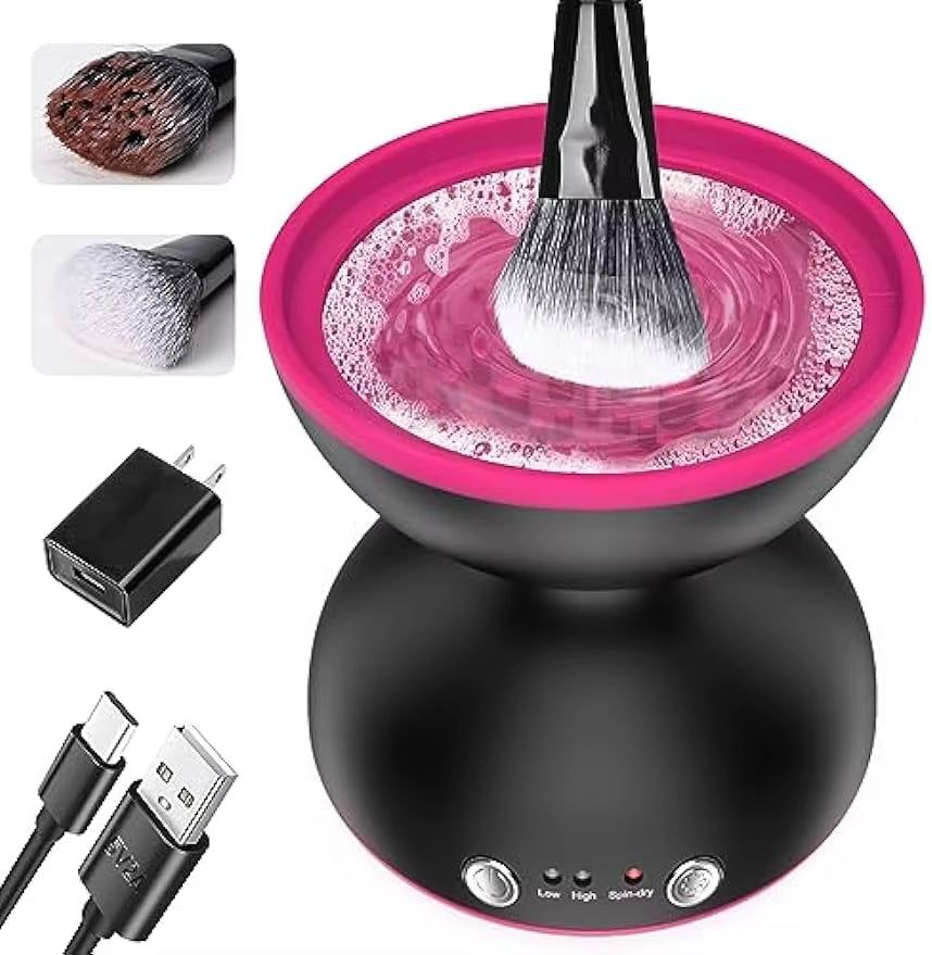 Hooxii Makeup Brush Cleaner Machine, Two Gears Speed and Dehydration Function，Travel Portable Automatic