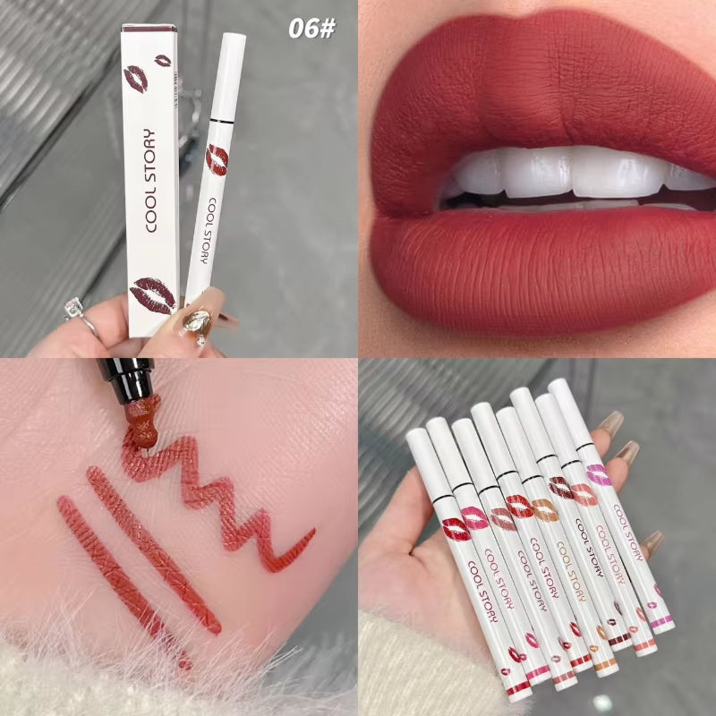Liquid Lipliner Pencil Matte Soft Lip Liner Stick Long Lasting Lips Cosmetic Tools Quick Drying Smudge Proof Natural Lipstick