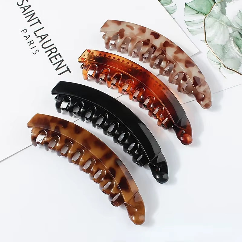 Fashion Large Banana Hair Clips Solid Color Frosted Hair Claws Classic Women Non-Slip Ponytail Barrettes Hairpins for Fine Hairs
