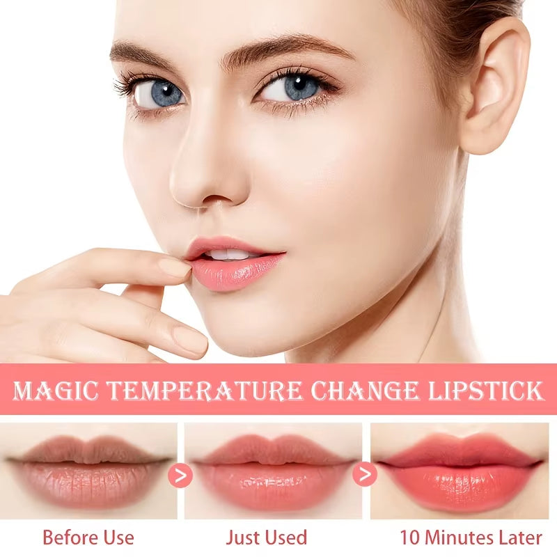 Crystal Flower Jelly Lipstick, Long Lasting Nutritious Lip Balm Lips Moisturizer Temperature Color Change Lip Gloss